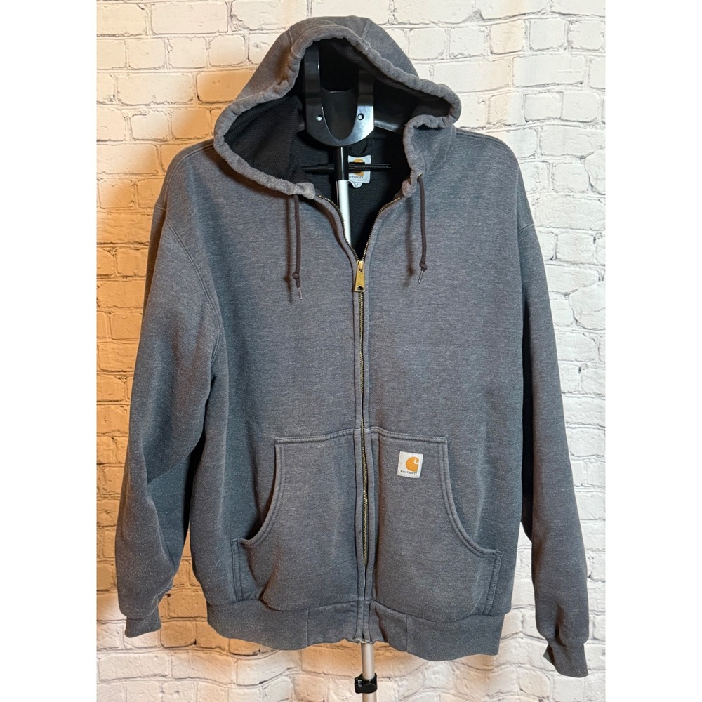 Carhartt Mens Thermal Lined Full Zip Hoodie Charcoal Gray XL Regular